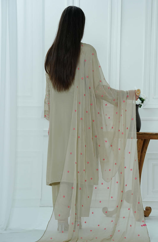 Meet Malina by Amna Khadija Embroidered Raw Silk Stitched 3 Piece Suit - MM-01 - AM25MM - Green - Formal Collection