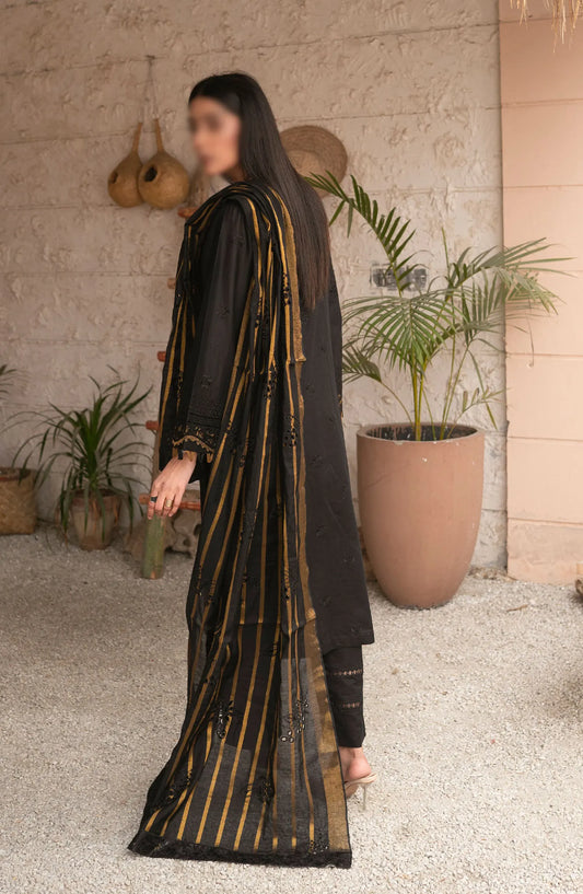 Emb Lawn Collection with Emb Jacquard Dupatta Collection by Marjjan - MNC-175 (BLACK)