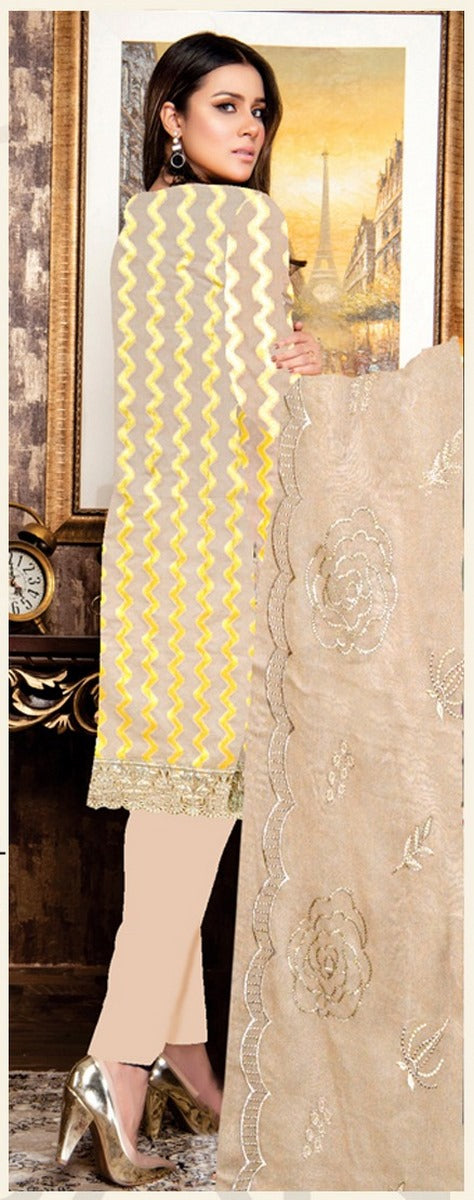 MNC 156 C Cross Stitch and Zari work Broshia lawn Collection by Marjjan