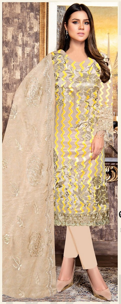 MNC 156 C Cross Stitch and Zari work Broshia lawn Collection by Marjjan