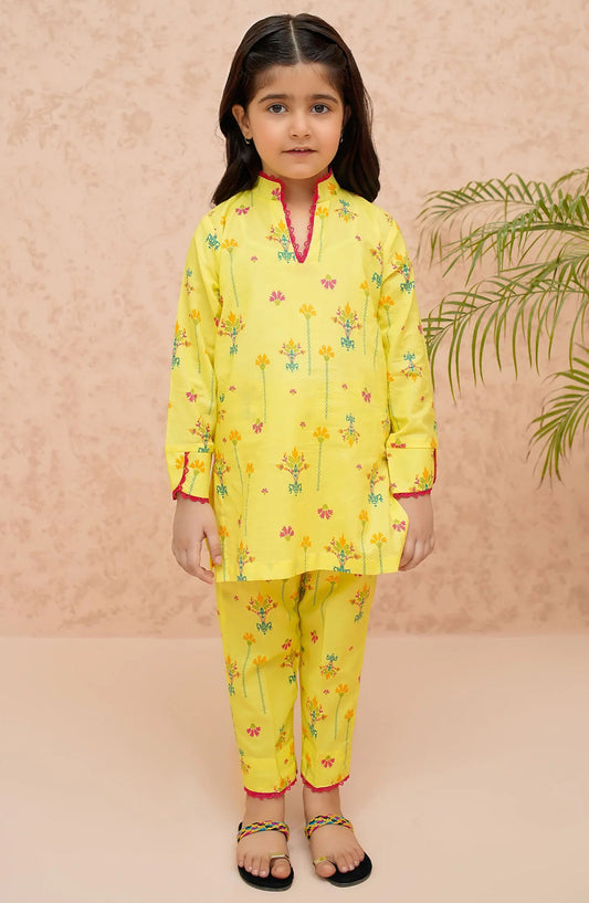 Modest Printed Lawn Stitched 2 Piece Suit - 9440-Ylw-Mango Mist - MOD25SP - Yellow - Summer Girls Collection
