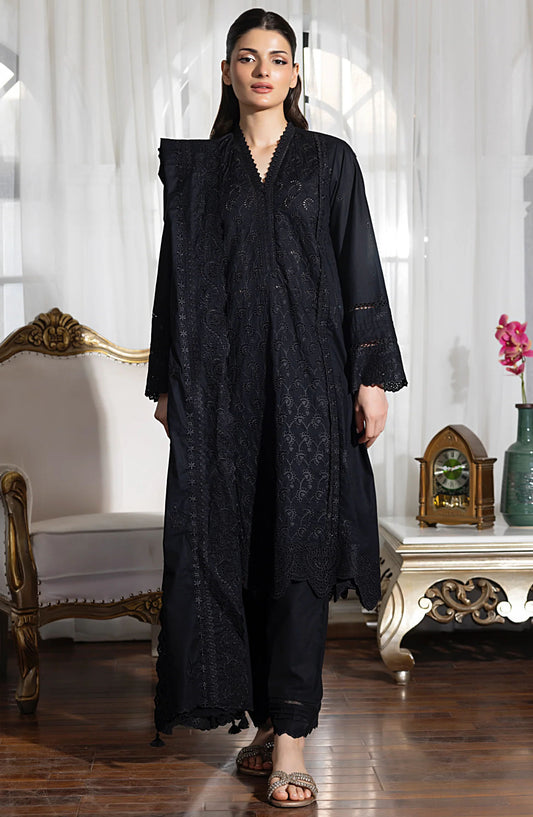 Komal by Lakhany Embroidered Lawn Unstitched 3 Piece Suit - LG-RL-0217 - LKN25KMC - Black - Summer Collection