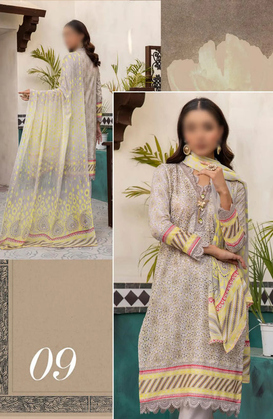 Mahee's Printed Chikankari Lawn Collection 2024 - MPCL 09