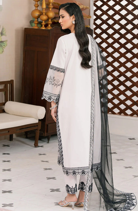 Maryum n Maria Embroidered Lawn Unstitched 3 Piece Suit - MS50147 Azadeh - MNM25ELL - White - Eid Collection