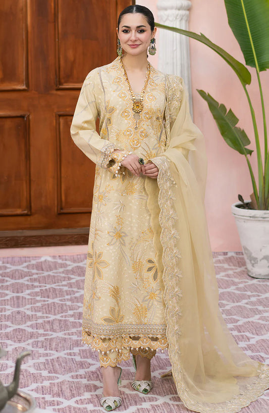Maryum n Maria Embroidered Lawn Unstitched 3 Piece Suit - MS50148 Afsaneh - MNM25ELL - Beige - Eid Collection