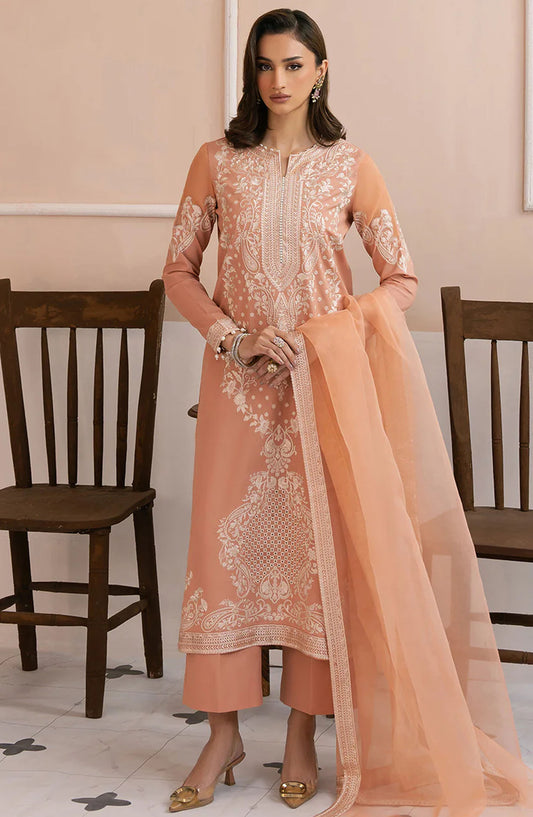 Maryum n Maria Embroidered Lawn Unstitched 3 Piece Suit - MS50151 Assieh - MNM25ELL - Peach - Eid Collection