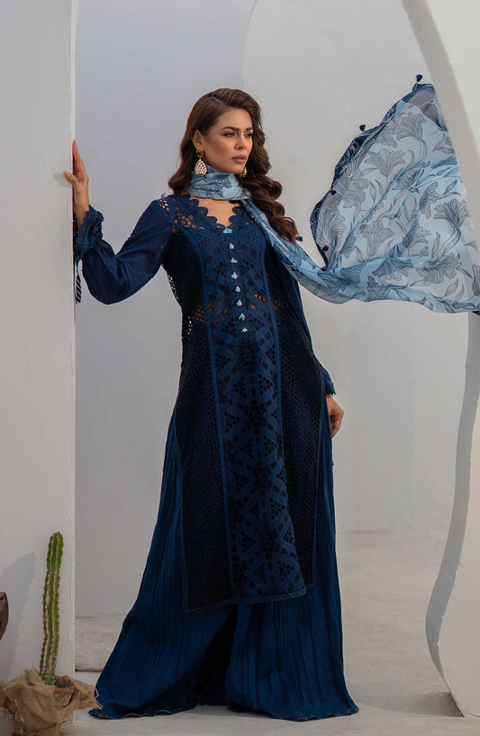 Mavi Embroidered Lawn Unstitched 3 Piece - MV-001 BLISS - MV25LL - Blue - Summer Collection