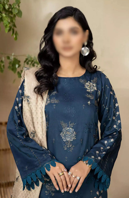 Marjjan Dyed Silk Viscose Embroidered Collection - MV-262 (BLUE)