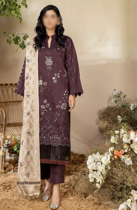 Marjjan Dyed Silk Viscose Embroidered Collection - MV-262 (BROWN)