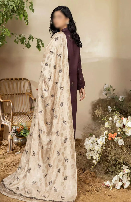 Marjjan Dyed Silk Viscose Embroidered Collection - MV-262 (BROWN)