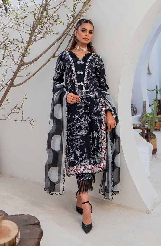 Mavi Embroidered Lawn Unstitched 3 Piece - MV 006 EDEN - MV25LL2 - Black - Summer Collection