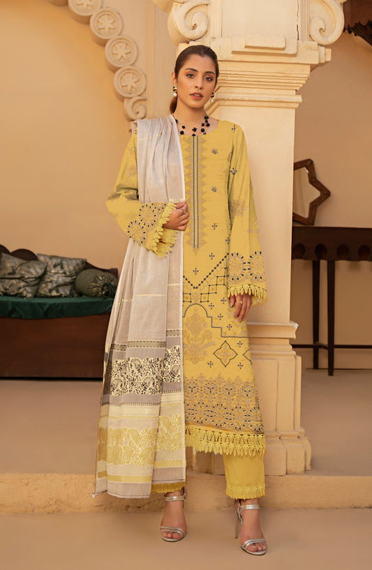 Naqsh Embroidered Lawn Unstitched 3 Piece Suit - D-04 - ALK25NQ - Yellow - Summer Collection