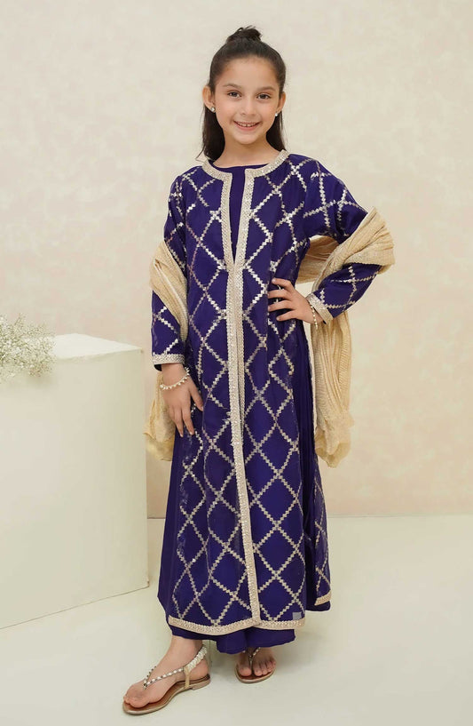 Modest Embroidered Organza Stitched 3 Piece - Neel - MD25F - Festive Collection