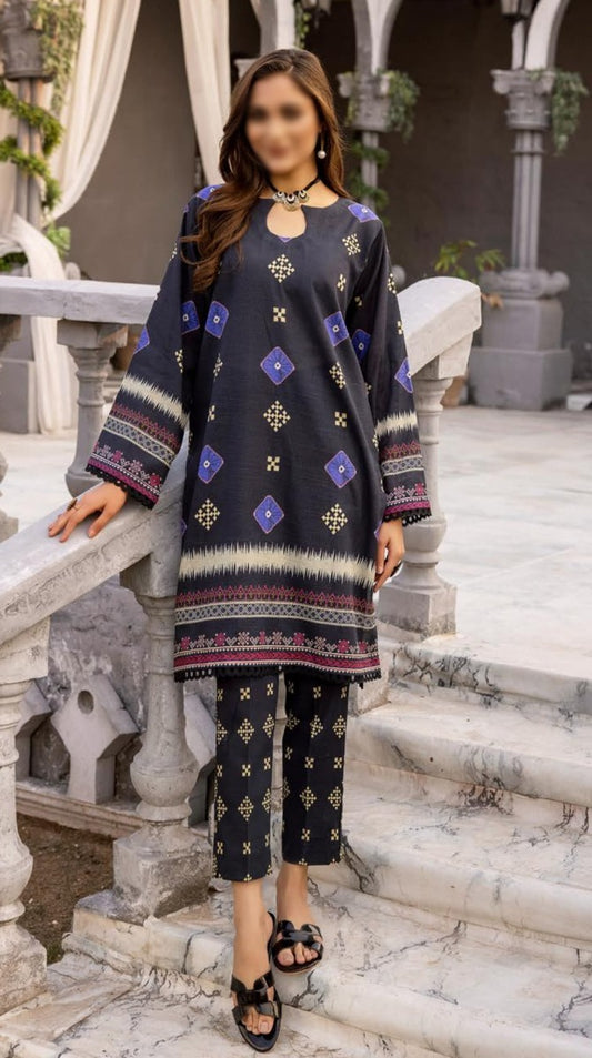 NUR Printed 02 Piece Khaddar Collection NK 07