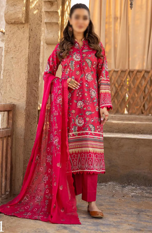 RangRez Printed and Embroidered Lawn Collection - NR-01
