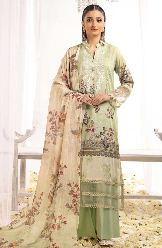 Rawayat by NUR Embroidered Lawn Unstitched 3 Piece - NR 03 - NUR25R - Pista Green - Summer Collection