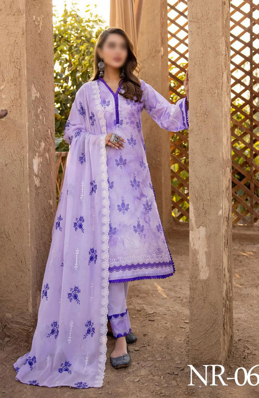 RangRez Printed and Embroidered Lawn Collection - NR-06