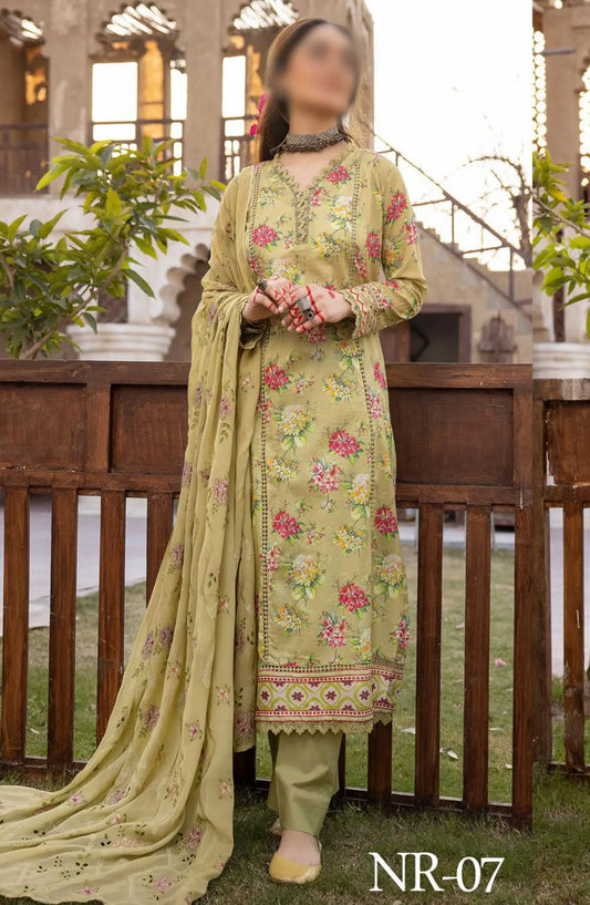RangRez Printed and Embroidered Lawn Collection - NR-07