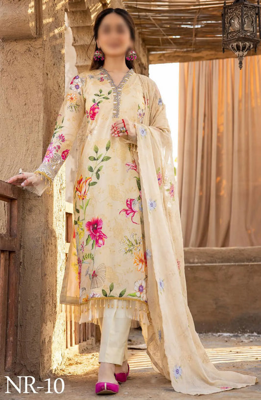 RangRez Printed and Embroidered Lawn Collection - NR-10