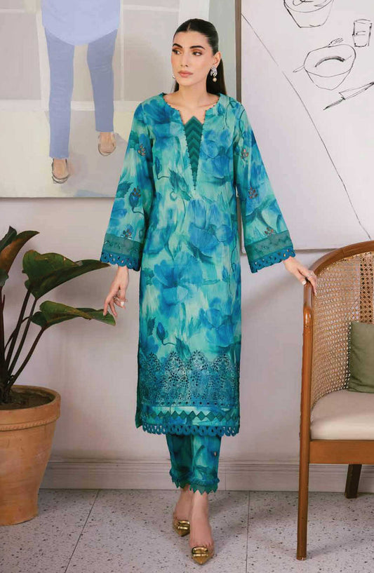 Ballerina by Nureh Embroidered Lawn Unstitched 2 Piece Suit - NU2 - 148 - NU25BC - Sea Green - Suumer Collection