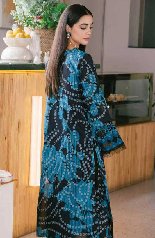 Ballerina by Nureh Embroidered Lawn Unstitched 2 Piece Suit - NU2 - 150 - NU25BC - Blue - Suumer Collection