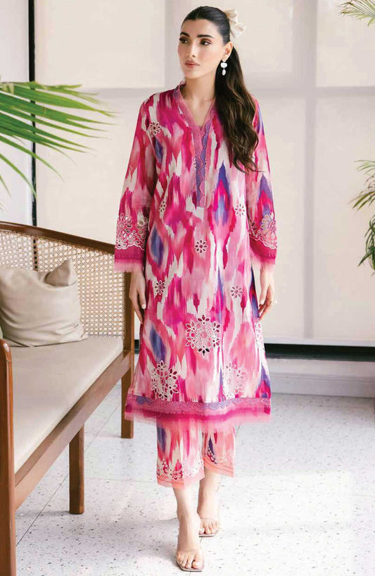 Ballerina by Nureh Embroidered Lawn Unstitched 2 Piece Suit - NU2 - 154 - NU25BC - Hot Pink - Suumer Collection