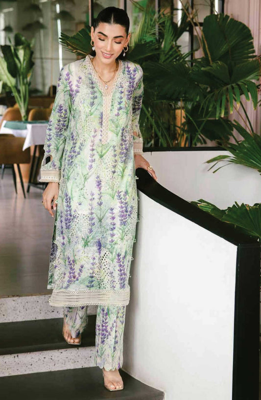 Ballerina by Nureh Embroidered Lawn Unstitched 2 Piece Suit - NU2 - 155 - NU25BC - Pista Green - Suumer Collection