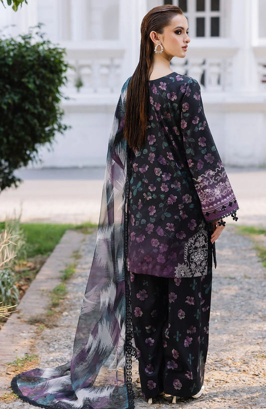 Nureh Chikankari Lawn Unstitched 3 Piece Suit - DD-06 - NU25DDCL - Black - Summer Collection