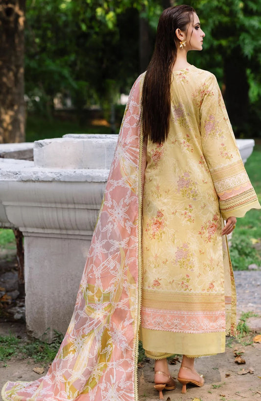 Nureh Chikankari Lawn Unstitched 3 Piece Suit - DD-04 - NU25DDCL - Yellow - Summer Collection