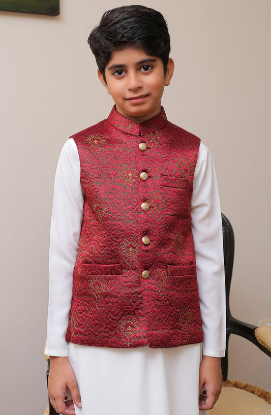 Real Image Kids Stitched Masoori Waist Coat OKW-001 Smart Fit