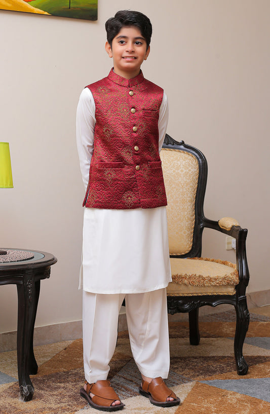 Real Image Kids Stitched Masoori Waist Coat OKW-001 Smart Fit