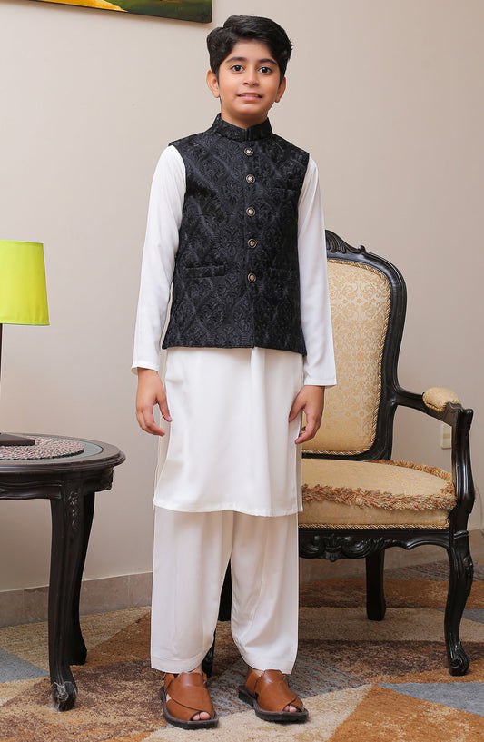 Real Image Kids Stitched Shamoose Waist Coat OKW-003 Smart Fit