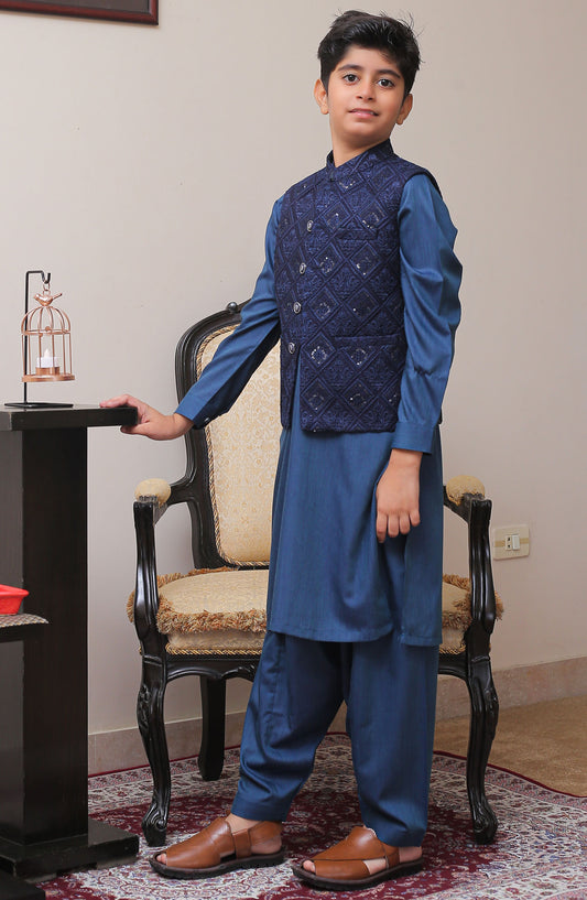 Real Image Kids Stitched Raw Silk Waist Coat RL25KWC OKW-008 Smart Fit