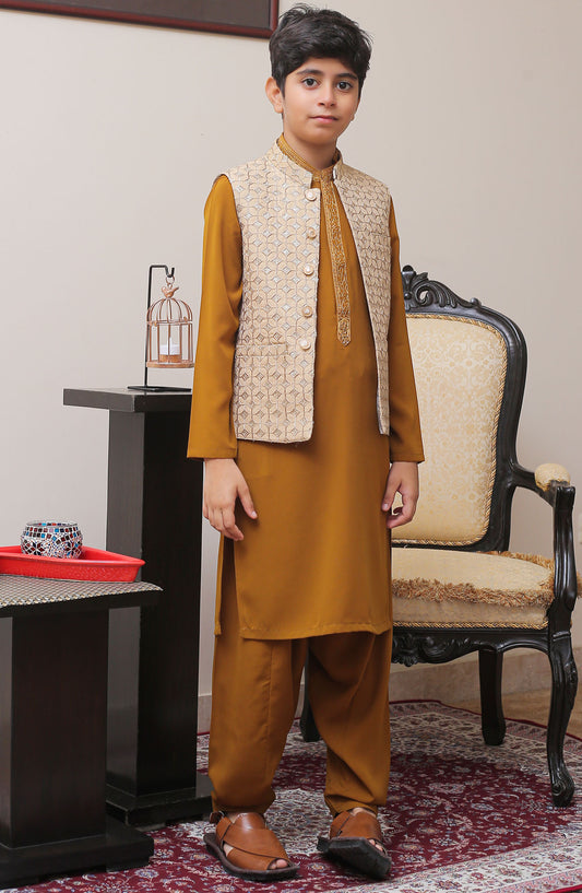 Real Image Kids Stitched Raw Silk Waist Coat RL25KWC OKW-011 Smart Fit