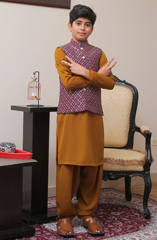 Real Image Kids Stitched Raw Silk Waist Coat RL25KWC OKW-013 Smart Fit