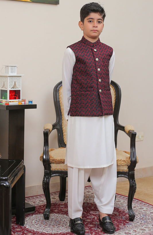 Real Image Kids Stitched Raw Silk Waist Coat RL25KWC OKW-014 Smart Fit