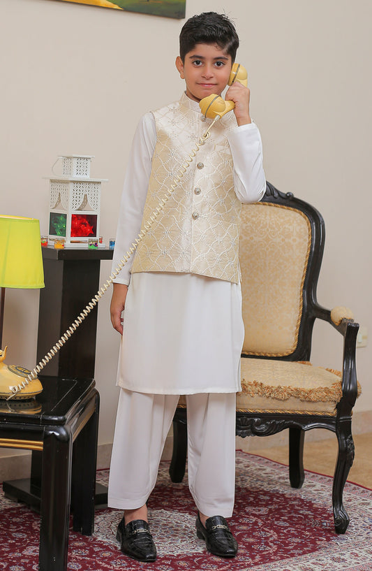 Real Image Kids Stitched Raw Silk Waist Coat RL25KWC OKW-016 Smart Fit