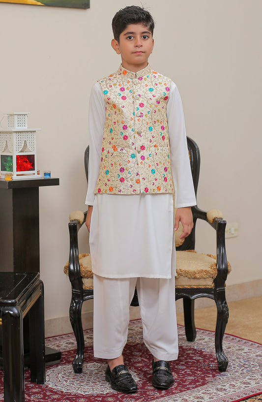 Real Image Kids Stitched Raw Silk Waist Coat RL25KWC OKW-017 Smart Fit