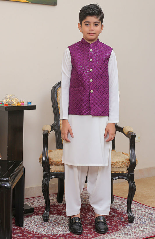 Real Image Kids Stitched Raw Silk Waist Coat RL25KWC OKW-018 Smart Fit