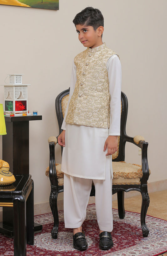 Real Image Kids Stitched Raw Silk Waist Coat RL25KWC OKW-019 Smart Fit