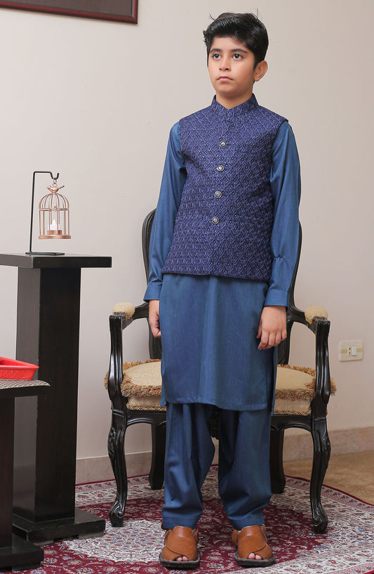 Real Image Kids Stitched Raw Silk Waist Coat RL25KWC OKW-021 Smart Fit