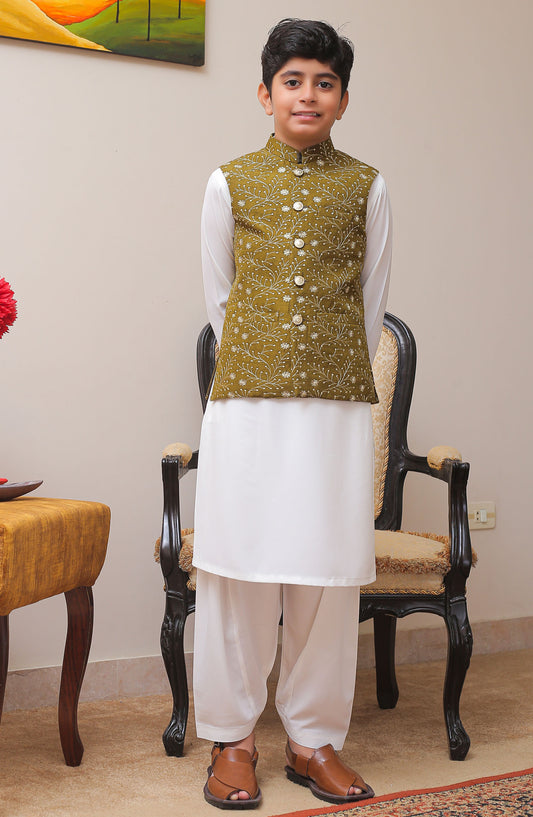 Real Image Kids Stitched Raw Silk Waist Coat RL25KWC OKW-022 Smart Fit