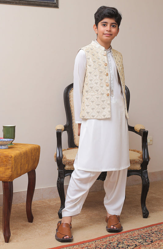 Real Image Kids Stitched Raw Silk Waist Coat RL25KWC OKW-023 Smart Fit