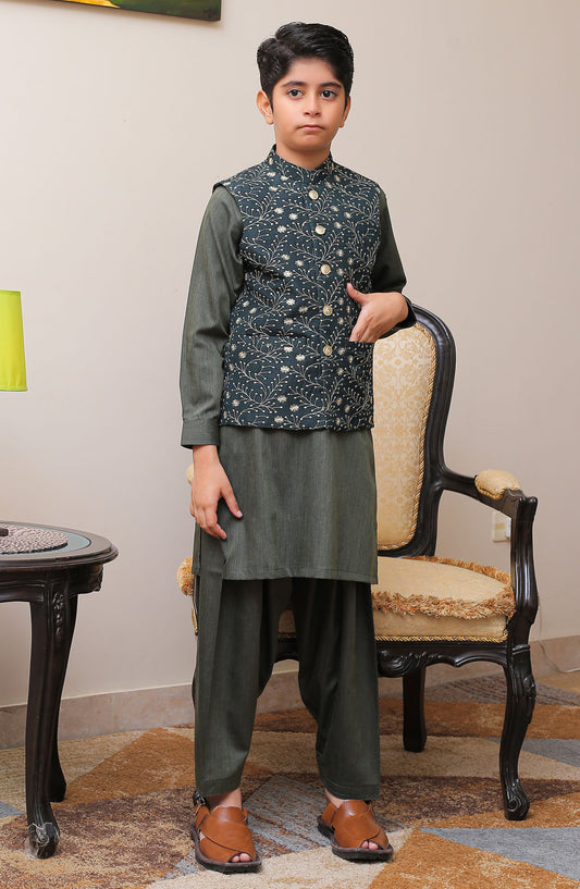 Real Image Kids Stitched Raw Silk Waist Coat RL25KWC OKW-024 Smart Fit