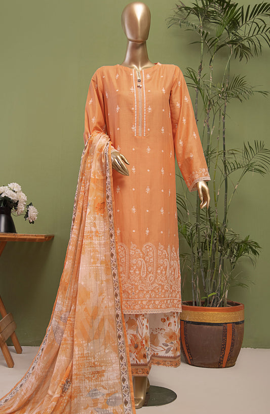 Oriental by HZ Textile Embroidered Lawn Unstitched 3 Piece Suit - OPK-18 - HZ25OPK - Orange - Summer Collection