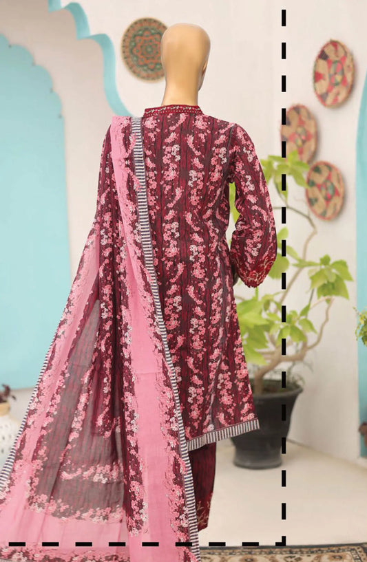 Oswah Women Embroidered Lawn Stitched Collection Vol 07 - OS-2436K MAROON