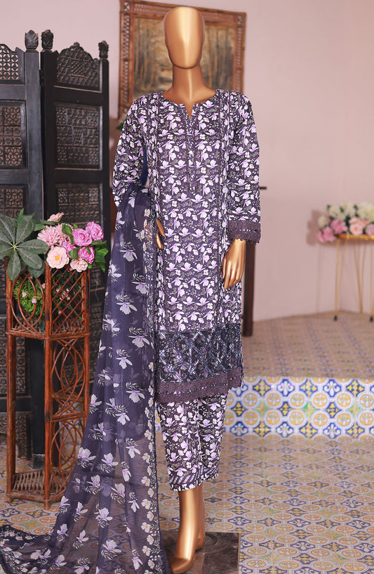 Oswah by Suntex Embroidered Lawn Stitched 3 Piece Suit - OS-2521K - SS25OLC - Purple - Summer Collection