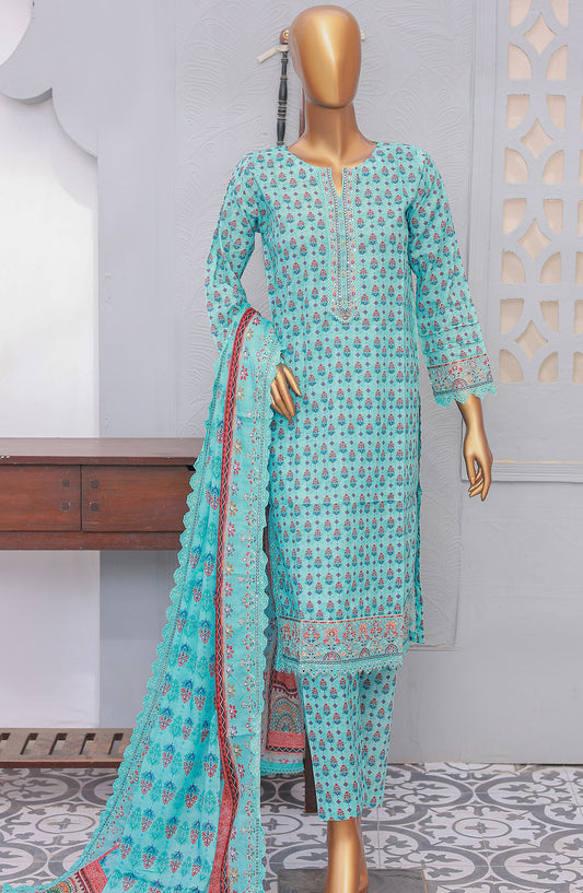 Oswah by Suntex Printed Chikankari Stitched 3 Piece Suit - OS-2530K - SS25OSE - Blue - Summer Collection