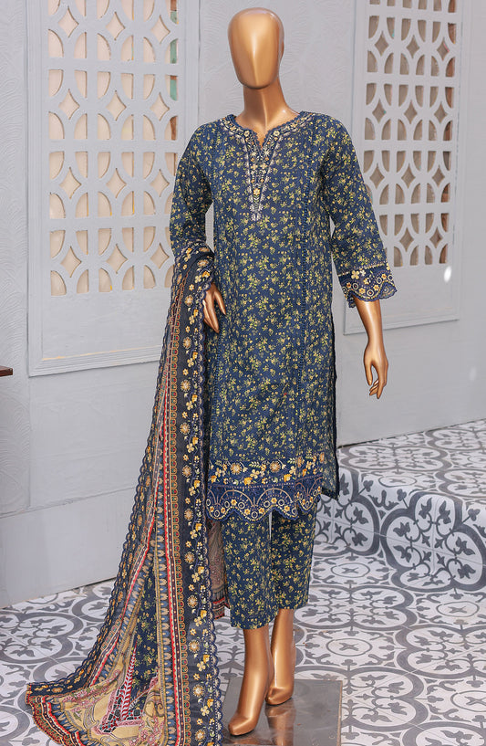 Oswah by Suntex Printed Chikankari Stitched 3 Piece Suit - OS-2531K - SS25OSE - Teal - Summer Collection