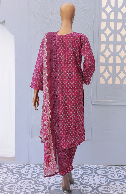 Oswah by Suntex Printed Chikankari Stitched 3 Piece Suit - OS-2533K - SS25OSE - Ruby - Summer Collection